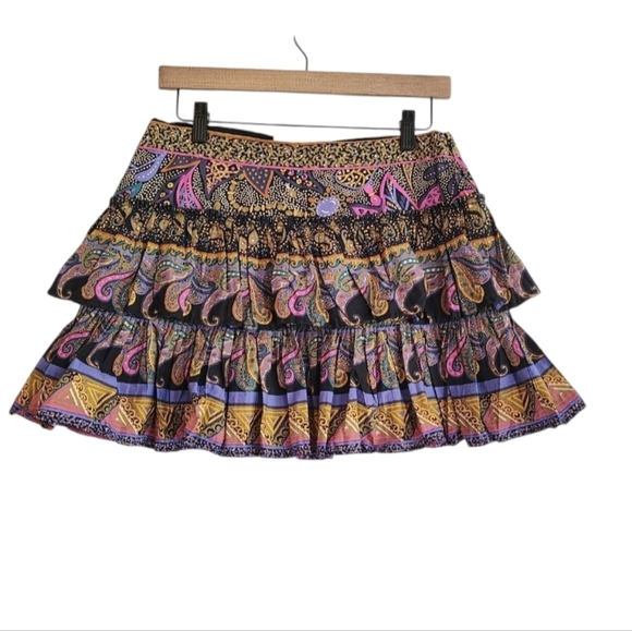 Anthropologie Love The Label Tiered Midi Skirt Floral Paisley Printed Size Small - Picture 1 of 8